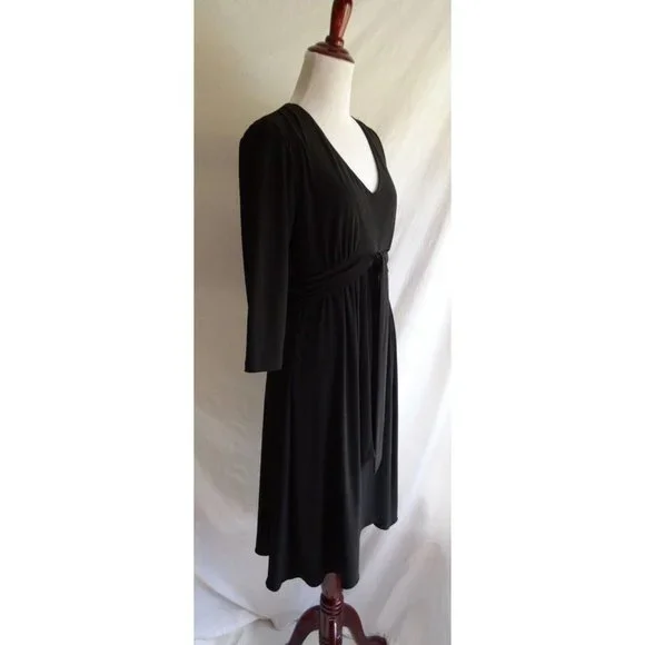 Chico's Tie Waist Jersey Knit Black Dress - Size 1 (Med / 8) - Picture 4 of 11